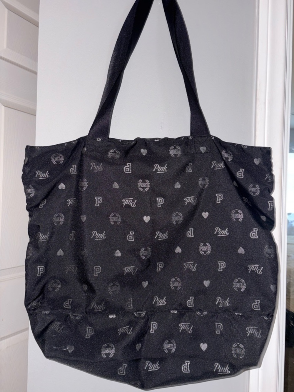 PINK Victoria's Secret Black Logo Pattern Tote